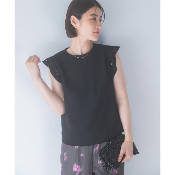 アーバンリサーチ ロッソ（URBAN RESEARCH ROSSO）/ドライタッチカラミレースブラウス 7,625円