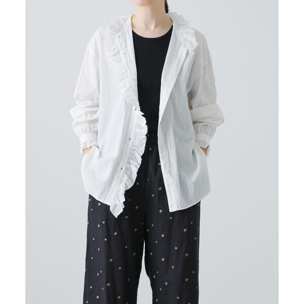 かぐれ（kagure）/コットンリネンフリルカラーシャツ