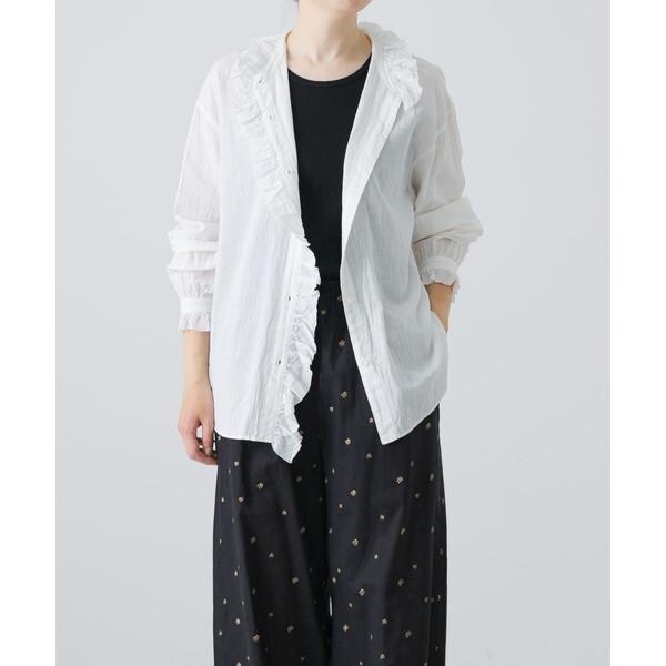 かぐれ（kagure）/コットンリネンフリルカラーシャツ