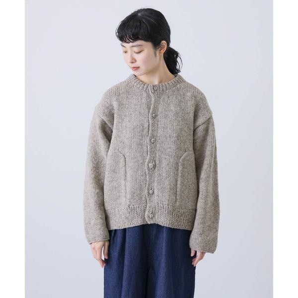 美品 かぐれ ペルークルーネックカーディガン グレー かぐれ カーディガン かぐれ ペルークルーネックカーディガン グレー