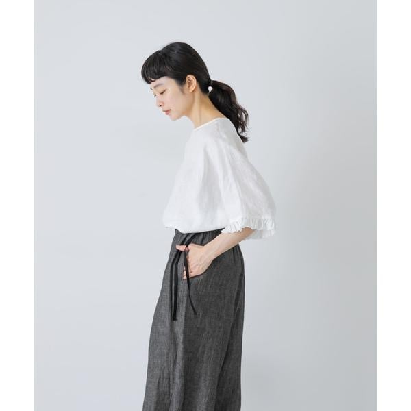 【美品】かぐれ　フリルスリーブプルオーバー　25SS かぐれ（kagure）/リネンフリルスリーブプルオーバー 【公式通販】