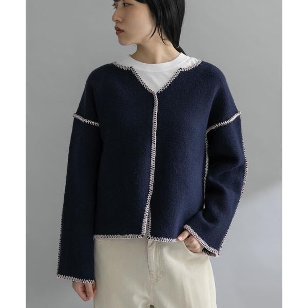 KBF（KBF）/『WEB/一部店舗限定』カラーハンドステッチ2WAYニット