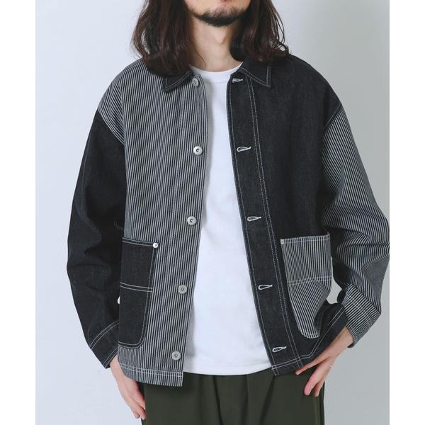 アイテムズ アーバンリサーチ（ITEMS URBAN RESEARCH）/ヒッコリー×デニム切替ワークジャケット