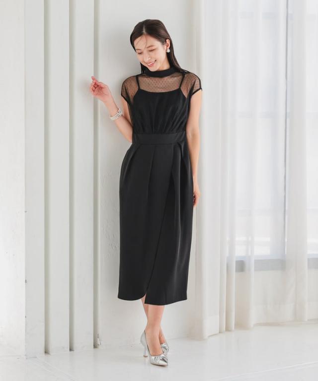 ハレモード（haremode）/結婚式・二次会・セレモニーシーン対応　ワンピース・パーティードレス　ドットレースコクーンドレス