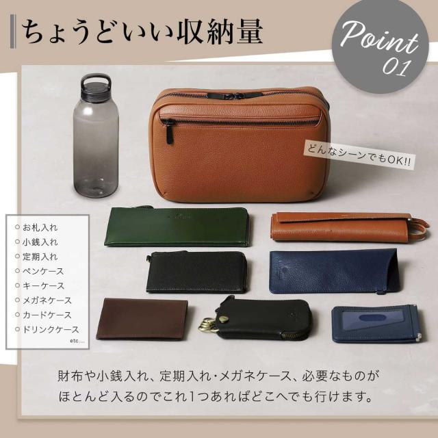 ブルーシンシア（BLUE SINCERE）/８ポケット ショルダーバッグ 本革 大容量 軽量 撥水 サコッシュ_3