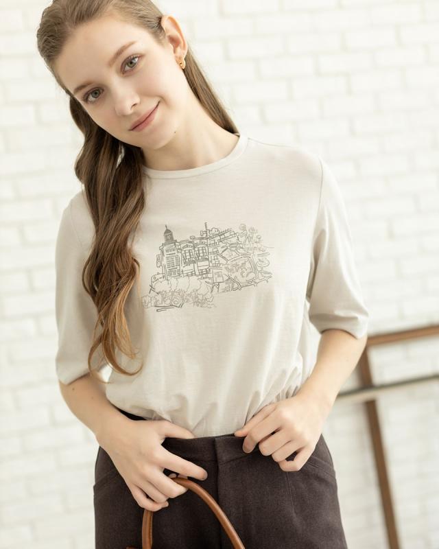 マリサグレース（Marisa Grace）/強撚綿プリントカットソー