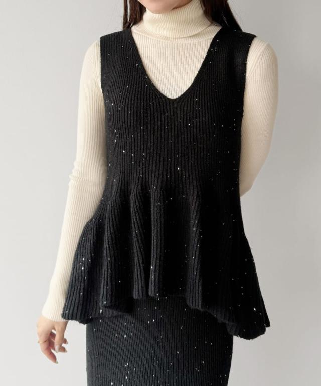 ミピアール（mipiarl）/mipiarl 　バックリボンペプラムニット＋IラインニットスカートSET