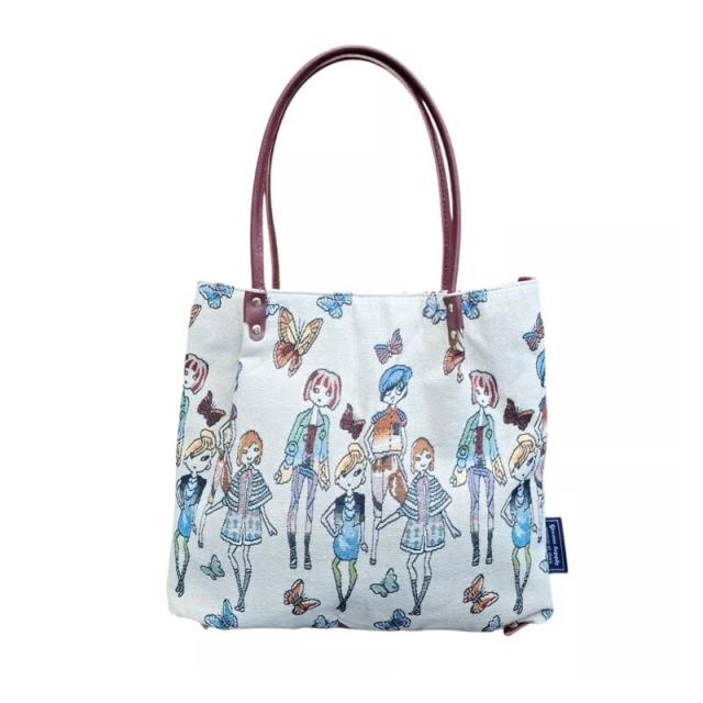 グリームサプライ（Gream Supply）/牛革付属ゴブラン風ガール柄バッグ