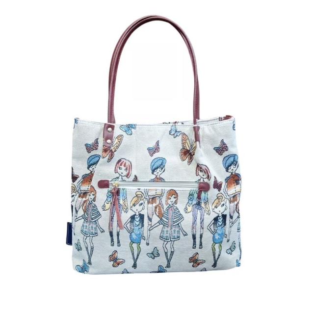 グリームサプライ（Gream Supply）/牛革付属ゴブラン風ガール柄バッグ