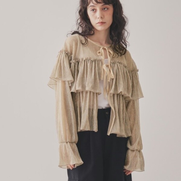 バイラル（VIRAL．）/【VIRAL．】ラメプリーツ ティアードフリルブラウスの通販は