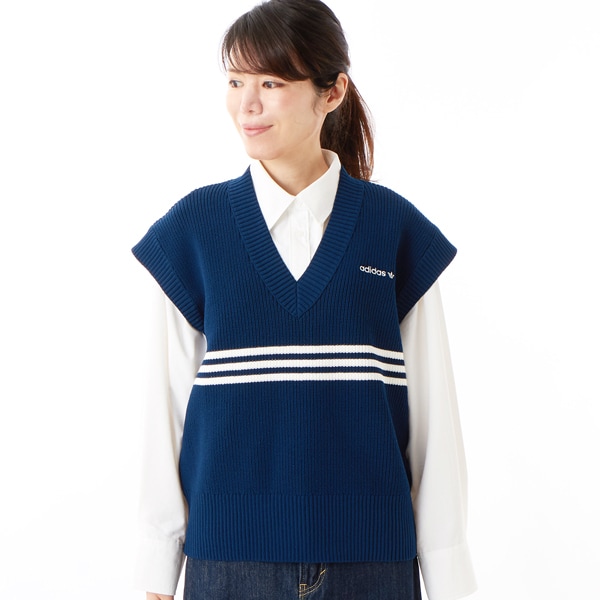adidas Originals//KNITTED VEST/スリーストライプス ニットベスト アディダス スリーストライプス ニットベスト - ホワイト