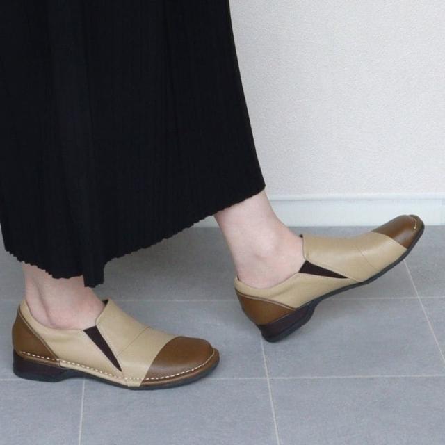 エイチエス（HS）/HS バイカラー レザー コンフォートシューズ