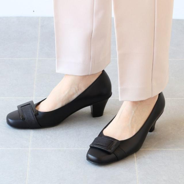 エイチエス（HS）/日本製 HS バックル レザー パンプス