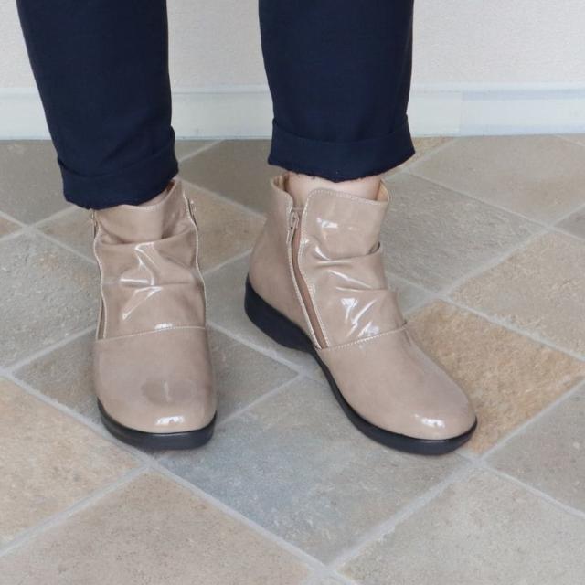 アールプレミアム（R−PREMIUM）/R−PREMIUM ショート丈 エナメル レインブーツ