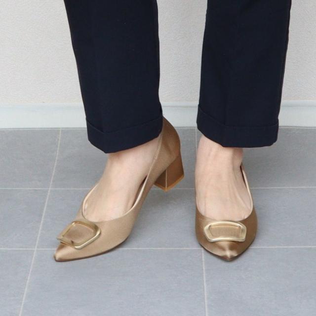 エイチエス（HS）/日本製 HS バックル サテン パンプス