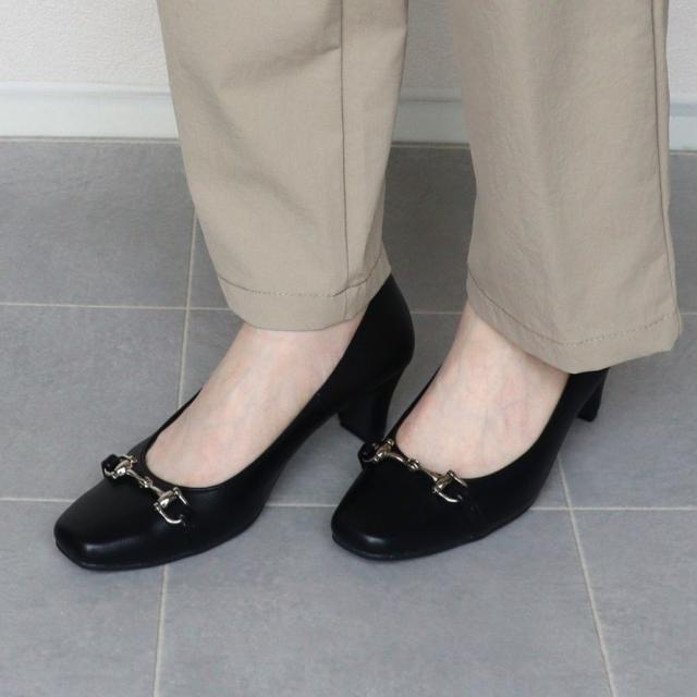 エイチエス（HS）/日本製 COOL SAPPHIRE スクエアトゥ ビット パンプス