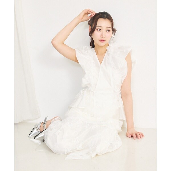 セルフィスト（SELFIST）/パフショルダーノースリーブフリルブラウスの