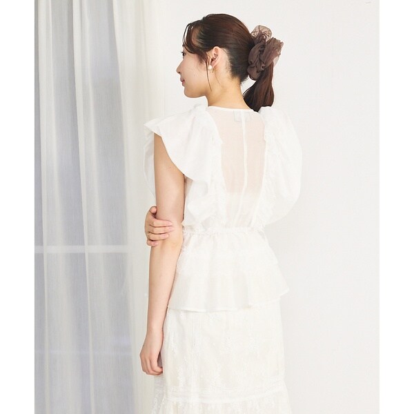 セルフィスト（SELFIST）/パフショルダーノースリーブフリルブラウスの