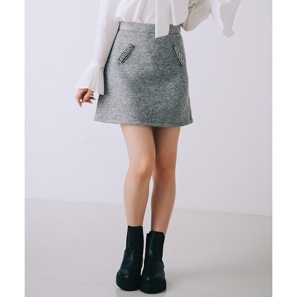 セルフィスト（SELFIST）/ラメネップニットビジュー付ミニスカート