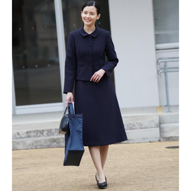 ヴィリーナ（VIRINA）/【ドラマ フェイクマミー着用】フォーマル・お受験/ウエストマークフレアワンピース（濃紺・日本製）_11