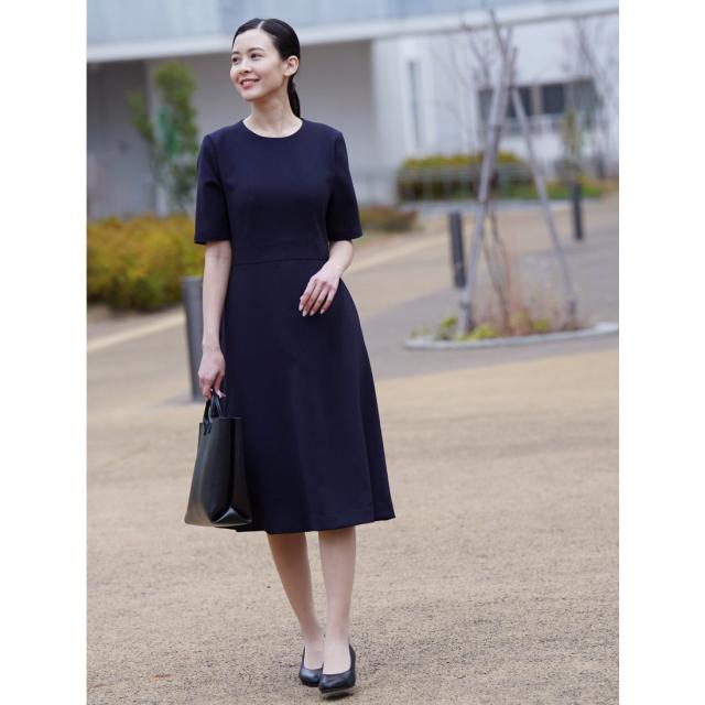 ヴィリーナ（VIRINA）/【ドラマ フェイクマミー着用】フォーマル・お受験/ウエストマークフレアワンピース（濃紺・日本製）_8