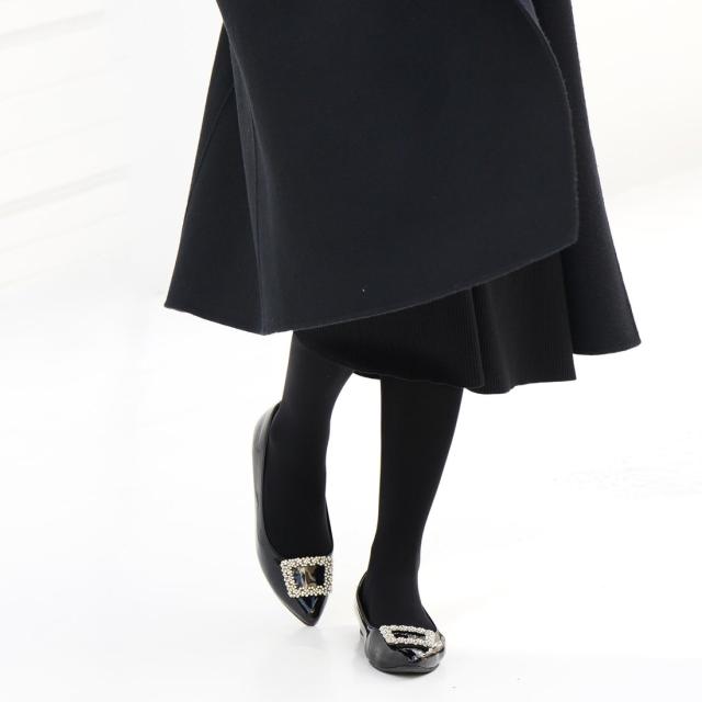 VIRINA ヴィリーナ 晴雨兼用ジェスビジューパンプス エナメル 黒 ヴィリーナ VIRINA 【 雨の日OK・巾着付き・旅行・持ち歩き