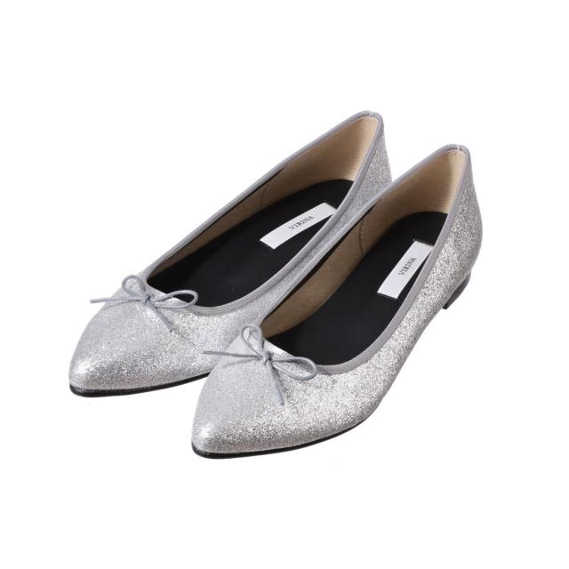 ヴィリーナ 晴雨兼用ポインテッドバレエシューズ(グリッターシルバー) ヴィリーナ（VIRINA）/晴雨兼用ポインテッドバレエシューズ