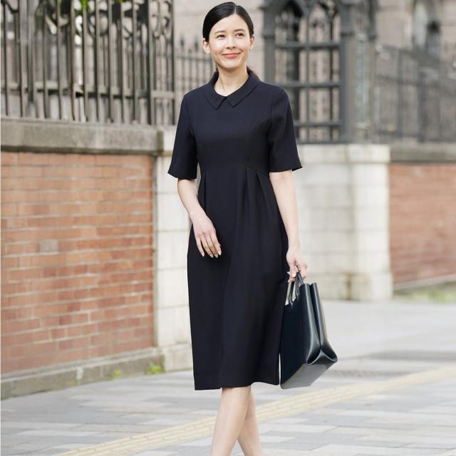 ヴィリーナ（VIRINA）/【UVカット・接触冷感・吸水速乾・撥水加工・洗える】襟取り外し可能/クールウエストタックワンピース_1