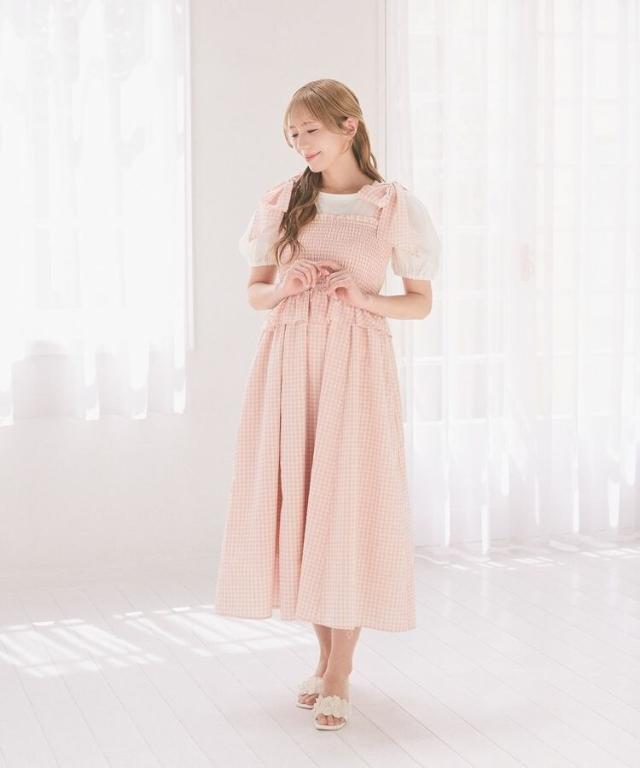 アリーム（Areeam）/シャーリングチェックキャミワンピース