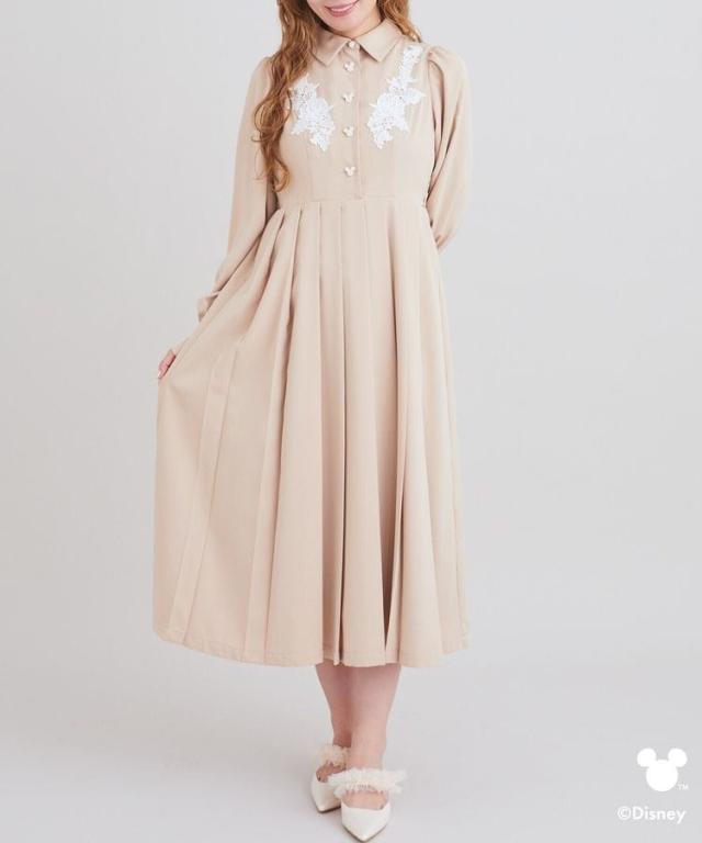 アリーム（Areeam）/ミッキー／レース付きプリーツシャツワンピース