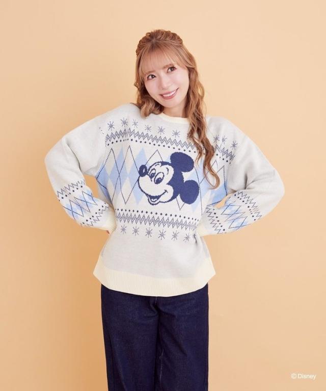 アリーム（Areeam）/ミッキー／ミニー／アーガイルニットプルオーバー