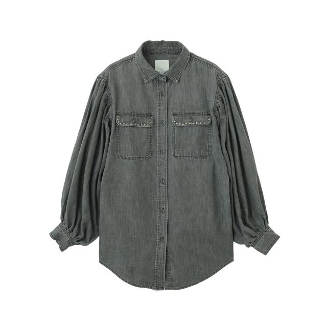 ローズバッド（ROSE BUD）/(GENE HEAVENS)VOLUME SLEEVE DENIM SHIRT WITH STUDS ローズバッド（ROSE BUD）/(GENE HEAVENS)VOLUME SLEEVE DENIM SHIRT