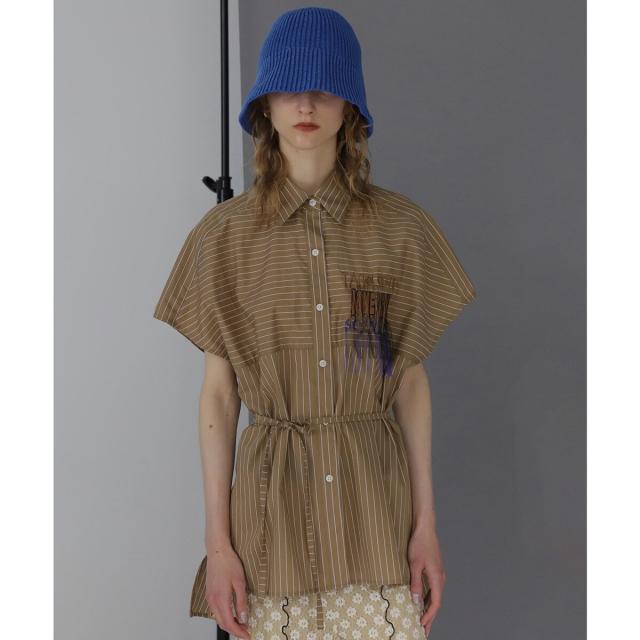 ローズバッド（ROSE BUD）/(OKIRAKU×ROSEBUD)ストライプパネル フリンジエンブロイダリー チュニックシャツ