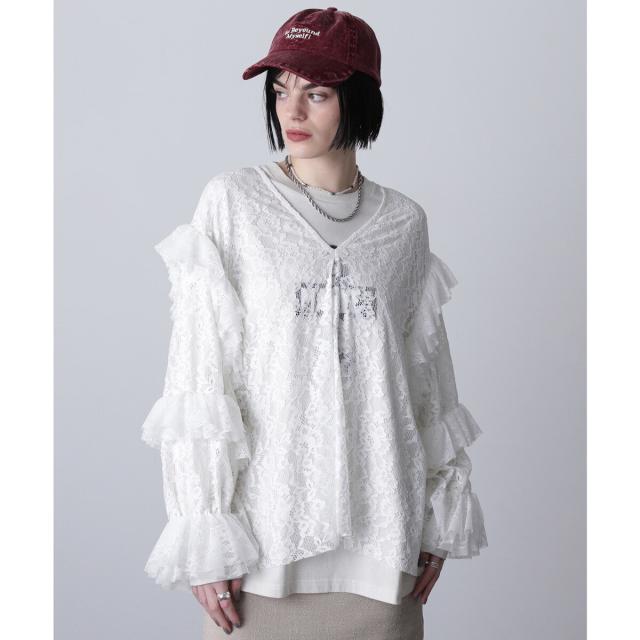 ローズバッド（ROSE BUD）/(CREOLME)レースフリルプルオーバー