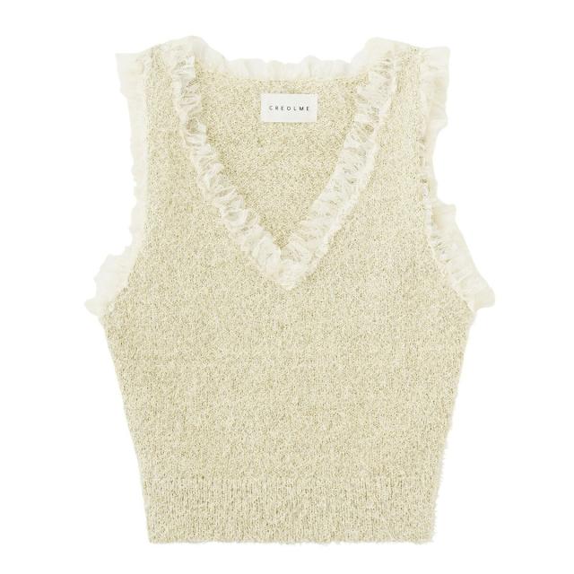ローズバッド（ROSE BUD）/(CREOLME)LAME FEATHER KNIT TANK