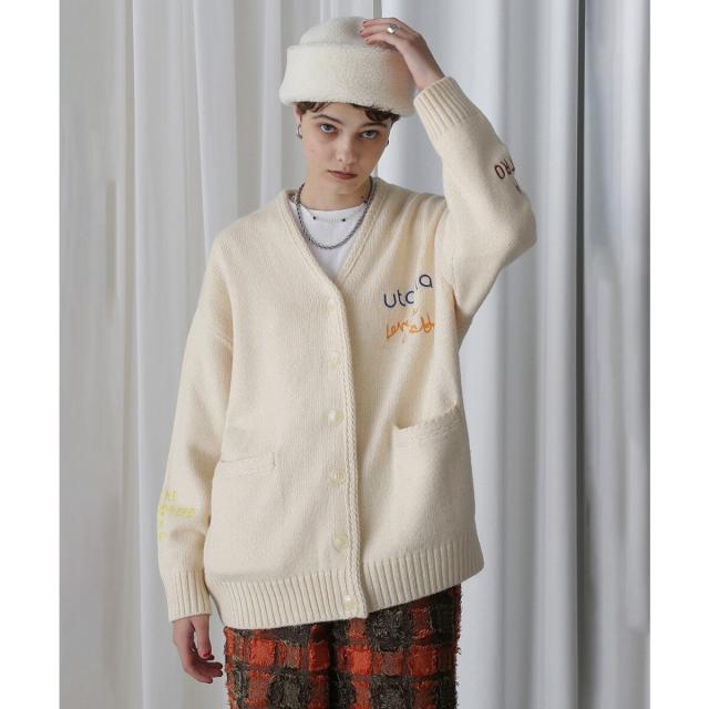 ローズバッド（ROSE BUD）/エンブロイダリー カレッジニットカーディガン