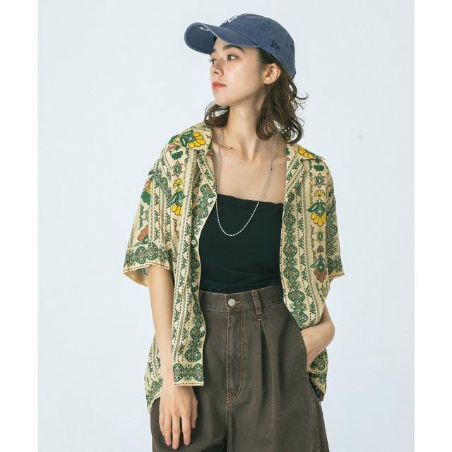 ローズバッド（ROSE BUD）/HLAADAforROSEBUD/FLOWER LINE SHORT SLEEVE SHIRTS