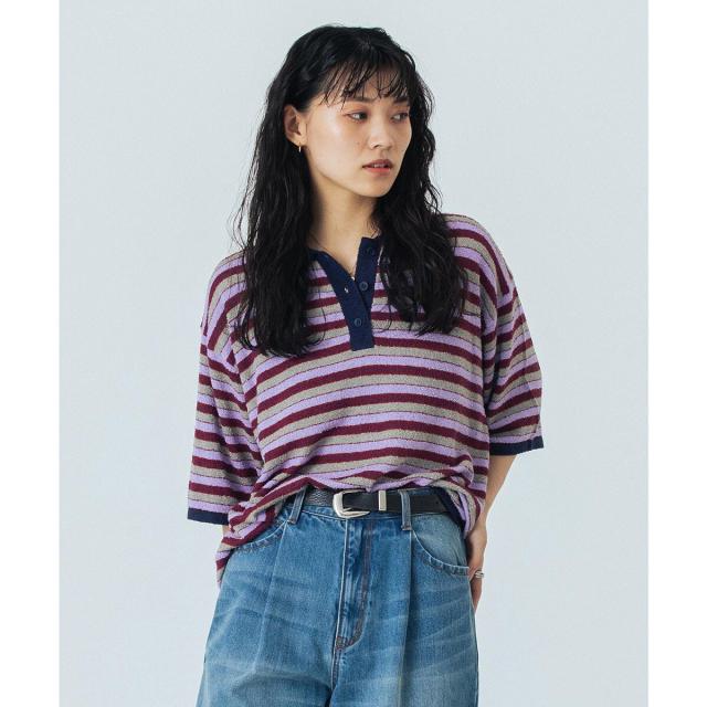 ローズバッド（ROSE BUD）/CREOLME/MULTI STRIPE POLO TOP
