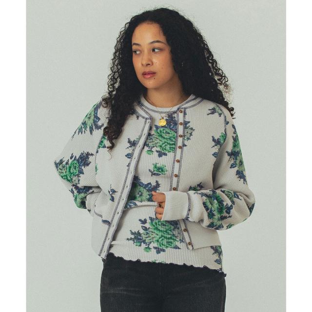 ローズバッド（ROSE BUD）/mag．byc/FLOWER PRINT WAFFLE CARDIGANの