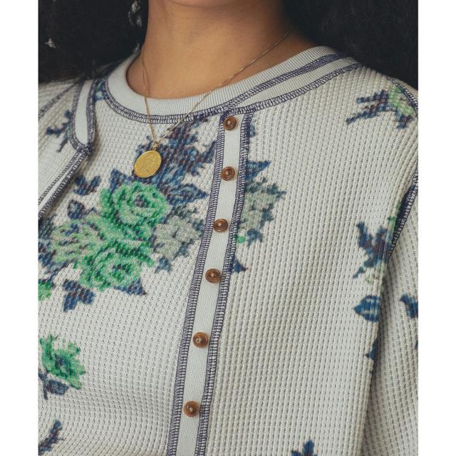 ローズバッド（ROSE BUD）/mag．byc/FLOWER PRINT WAFFLE CARDIGANの