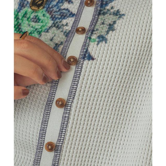 ローズバッド（ROSE BUD）/mag．byc/FLOWER PRINT WAFFLE CARDIGANの