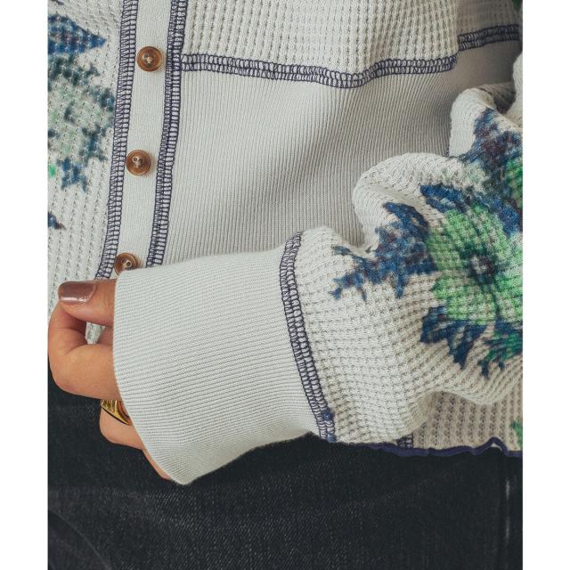 ローズバッド（ROSE BUD）/mag．byc/FLOWER PRINT WAFFLE CARDIGANの