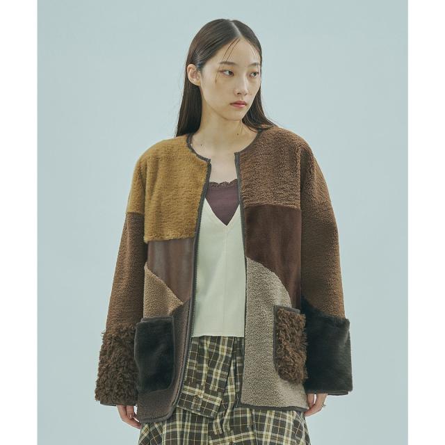 ローズバッド（ROSE BUD）/PATCHWORK FAUXFUR COAT