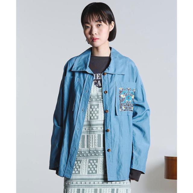 ローズバッド（ROSE BUD）/mici/EMBROIDERY BIG POCKET SHIRT