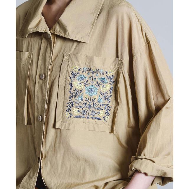 ローズバッド（ROSE BUD）/mici/EMBROIDERY BIG POCKET SHIRT