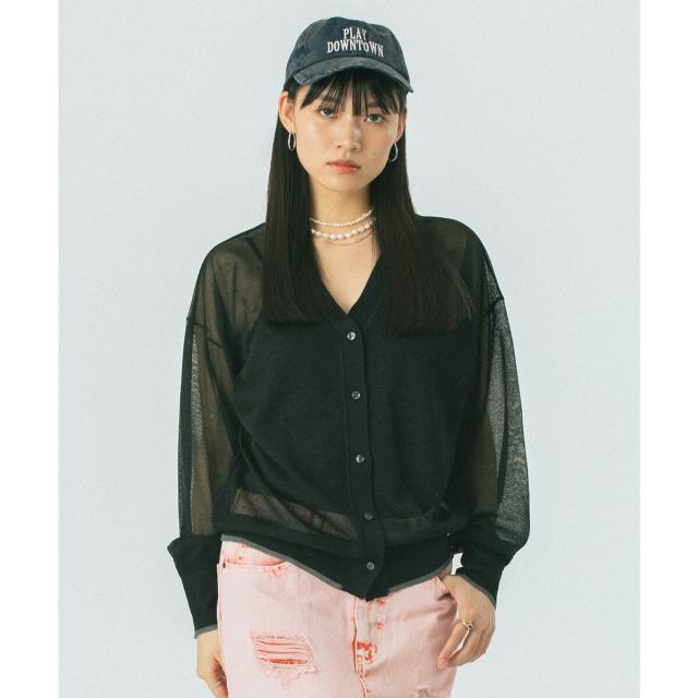 ローズバッド（ROSE BUD）/SHEER V−NECK CARDIGAN