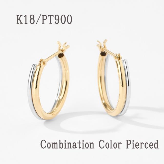 エルアンドコー（L&Co．）/K18/プラチナ900 コンビカラーフープピアス