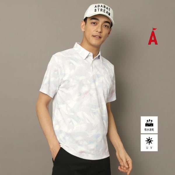 アダバットストリーム（ADABAT STREAM）/UVカット吸水速乾 フェザープリントポロシャツ