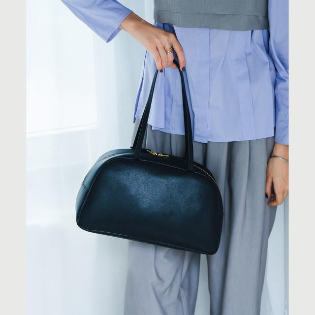 ラマージ（LA MARGE）/【LA MARGE】【本革 / 500mlボトル収納可能】レザー ラウンド ボストンバッグ (M)