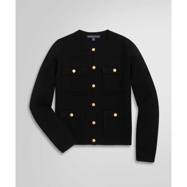 ブルックスブラザーズ（Brooks Brothers）/ロングスリーブ ミラノリブ ゴールドボタン ノーカラーニットジャケット